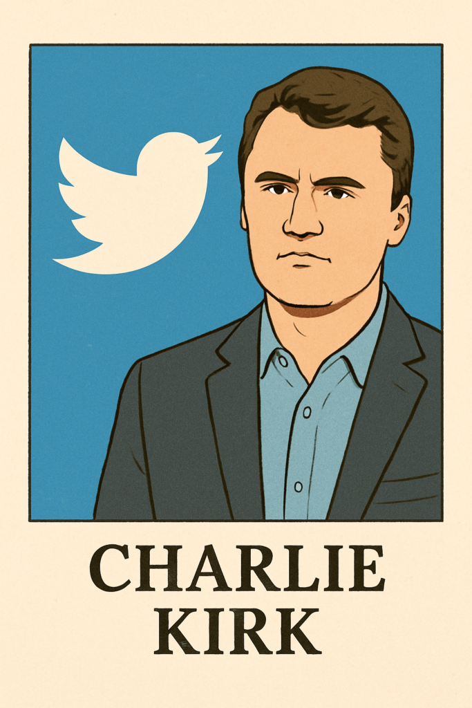charlie kirk twitter illustration with social media logo
